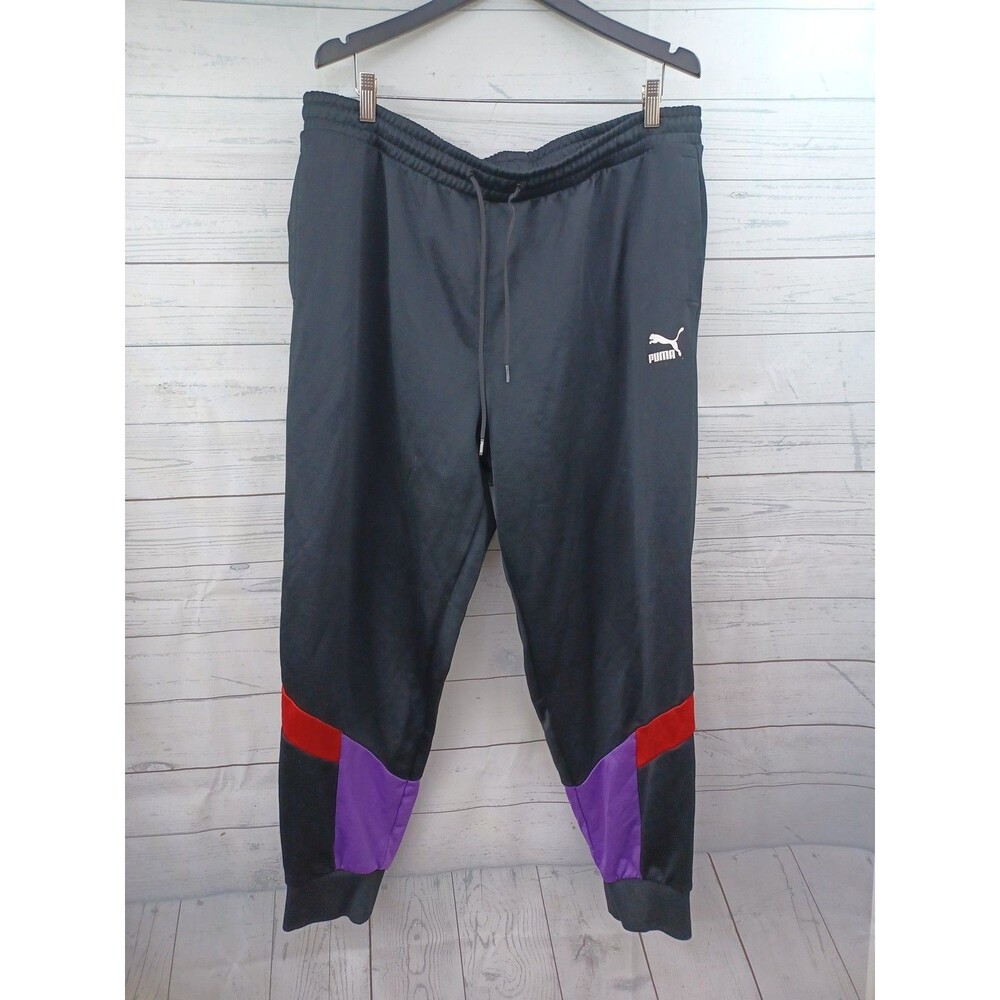 Puma Mens Black Red Purple Iconic MCS Comfort Activewear Track Pant XXL